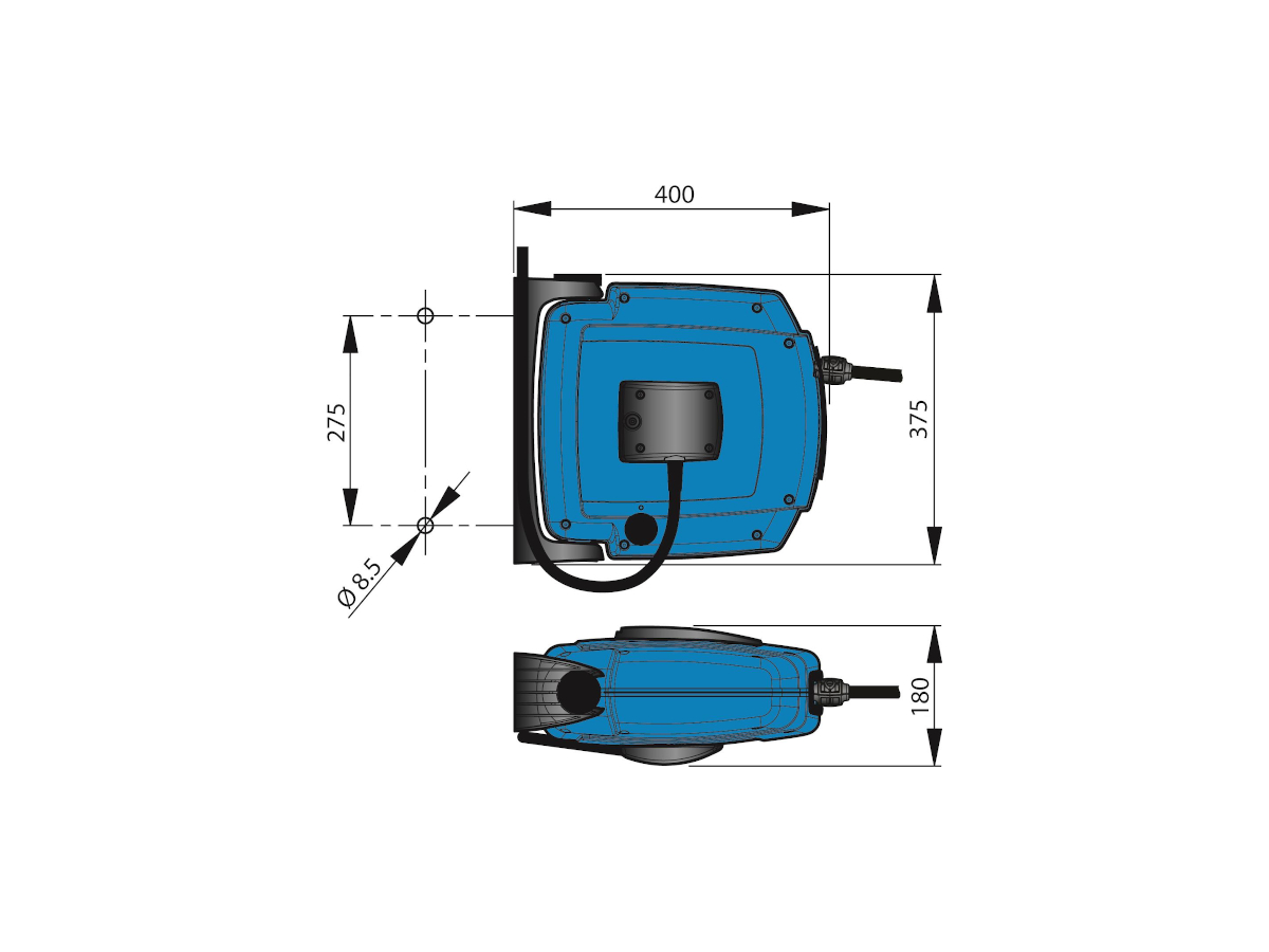 Enrouleur de câble Nederman série C30 / L=17 m bleu