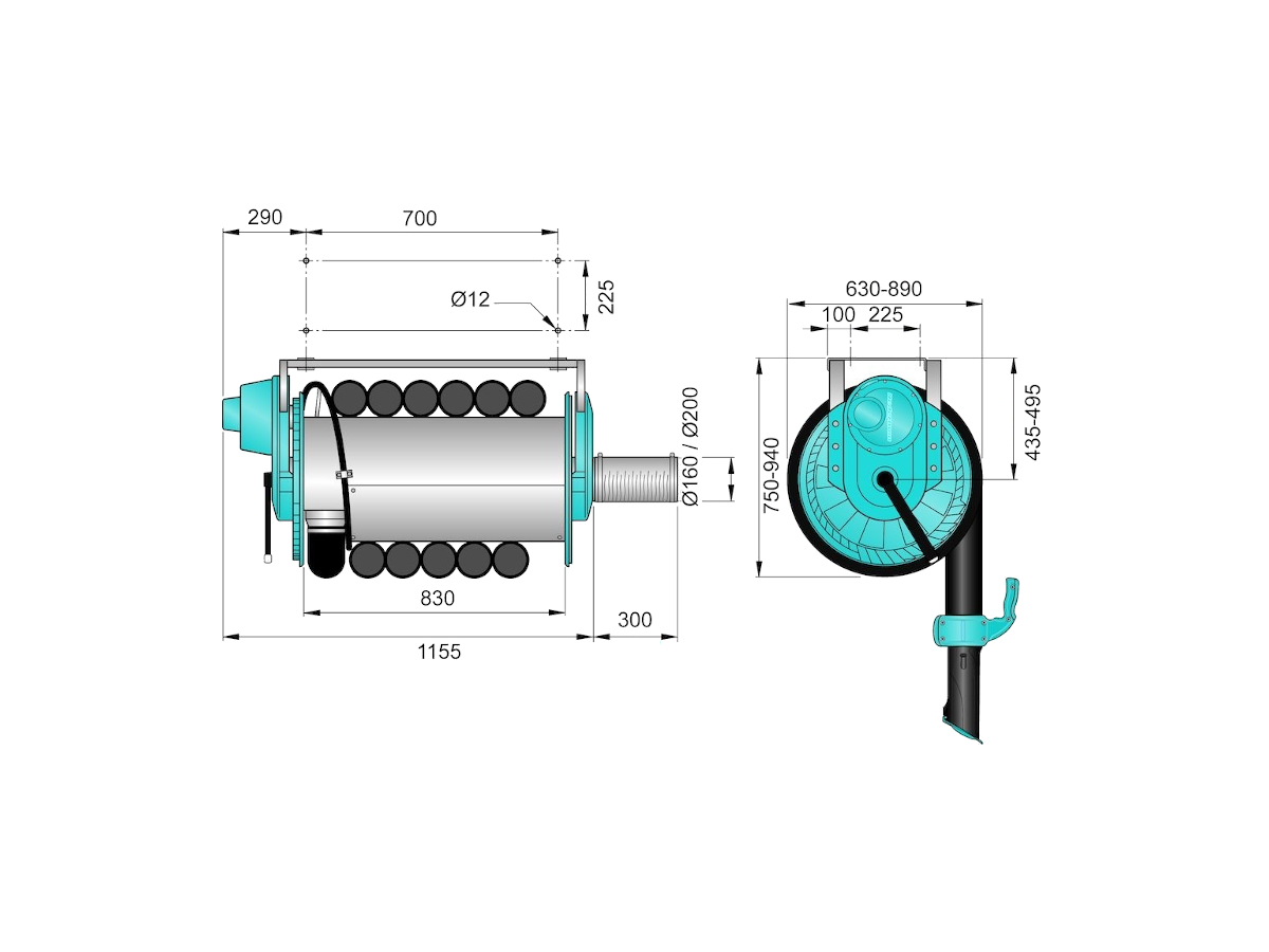 Enrouleur de tuyau d'échappement Nederman série 865