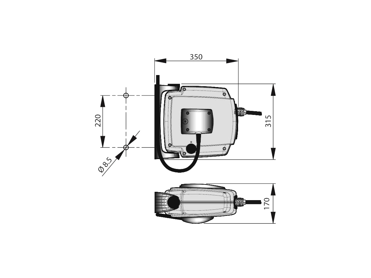 Enrouleur de câble Nederman série C20 / L=12 m gris