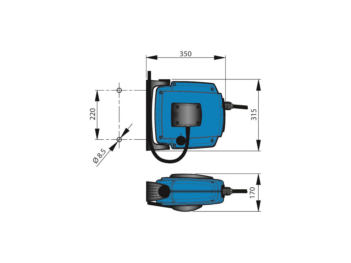 Enrouleur de câble Nederman série C20 / L=12 m bleu